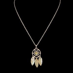 Fuego Dreamcatcher Necklace Silver-tone Mother of Pearl Boho Southwestern Earthy